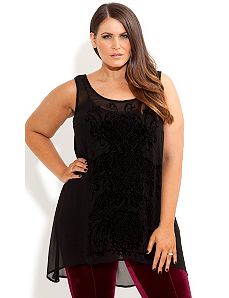 Longline Flock Top by City Chic