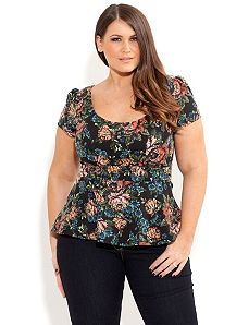 Tapestry Peplum Top by City Chic