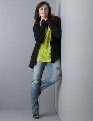 Drape Cardigan, Bleach Splatter Straight Leg Jean