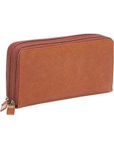 Distressed Leather Double Zip Around Wallet by Budd Leather