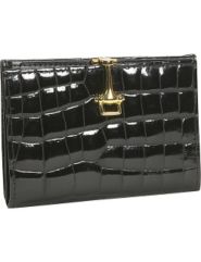 Crocodile Bidente Slim French Purse with Clip Closure by Budd Leather