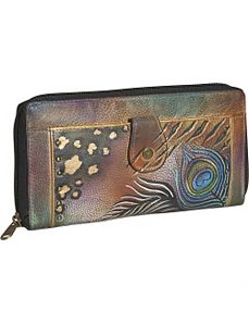 Ladies Clutch Wallet-Premium Peacock Safari by Anuschka