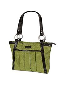 Women's Pleated Laptop Tote - Green Hexagon by Kailo Chic