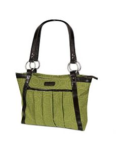 Women's Pleated Laptop Tote - Green Hexagon by Kailo Chic