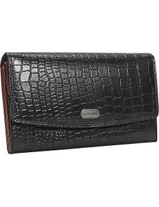Women's Croc Leather Accordian Wallet by Leatherbay
