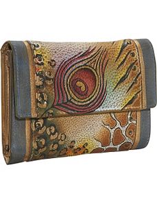 Ladies Three Fold Wallet: Premium Peacock Safari by Anuschka