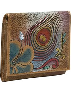 Three Fold Wallet - Premium Peacock Flower by Anuschka