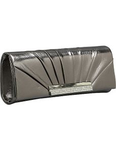 Pleated Metallic Flap Clutch by J. Furmani