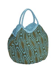 Cotton Canvas Batic Leaves Bucket Tote by Echo