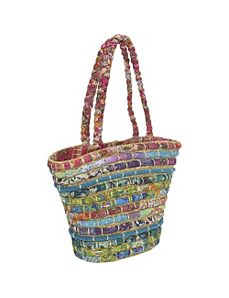 Straw Tote With Multi Fabrics by Cappelli