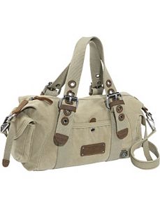 Khaki Canvas Satchel by Earth Axxessories
