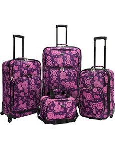 Purple Polka Dot 4 Piece Spinner Luggage Set by U.S. Traveler