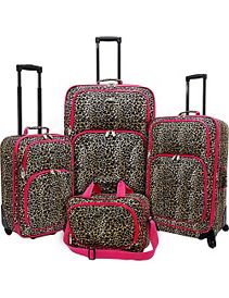 Fashion Leopard 4 Piece Spinner Luggage Set by U.S. Traveler