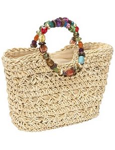 Maize Straw Bag With Beaded Handle by Cappelli