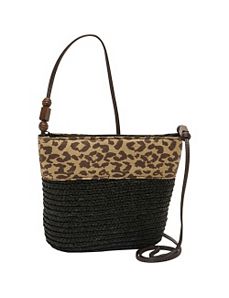 Milan Straw Leopard Trim Crossbody by Magid