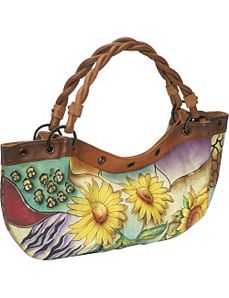 Large Rouched Hobo: Sunflower Safari by Anuschka