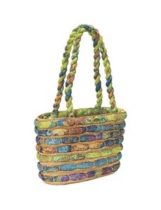 Straw Bag With Assorted Fabrics by Cappelli