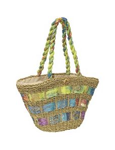 Straw Handbag With Assorted Fabric by Cappelli