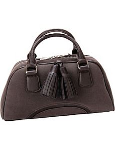 Chestnut Faux Leather Satchel Handbag Purse by Flying Daisies
