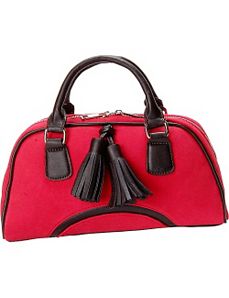 Cherry Red Faux Suede Satchel Handbag Purse by Flying Daisies