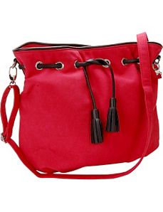 Cherry Red Faux Suede Crossbody Handbag by Flying Daisies