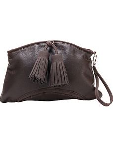 Chestnut Faux Leather Clutch Handbag Purse by Flying Daisies