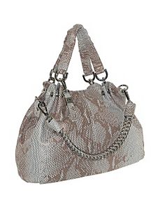 Leather Snake Skin Satchel With Chain Shoulder Str by B. Collective