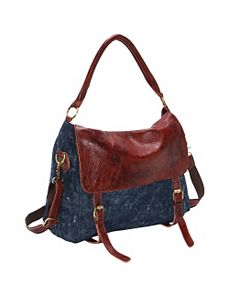Hayes Denim/Leather Hobo by AmeriLeather