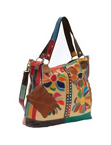 Rosalie Canvas/Leather Tote by AmeriLeather