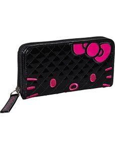 Hello Kitty Qulited Face Wallet-Black by Loungefly