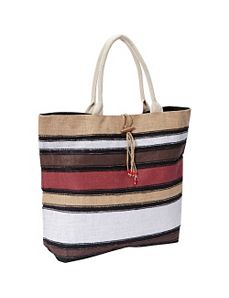 Striped Jute Tote Bag by Earth Axxessories
