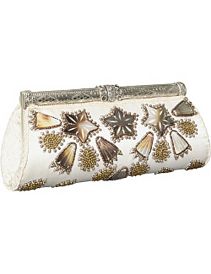 Framed Clutch w/ MOP & Metal Beads by Moyna Handbags