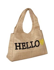 Tote Burlap Word by Moyna Handbags
