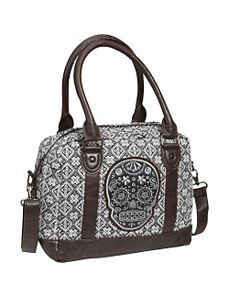 Tweed Sugar Skull Satchel by Loungefly