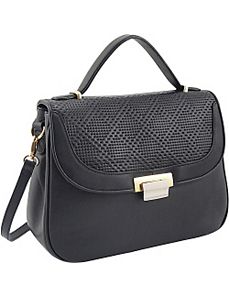Perforated Leather Half Flap Satchel by Koret Handbags