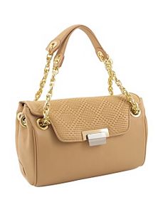 Perforate Leather Quarter Flap Satchel by Koret Handbags