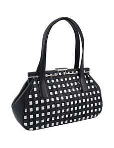 Leather Woven Snap Double Handle Satchel by Koret Handbags