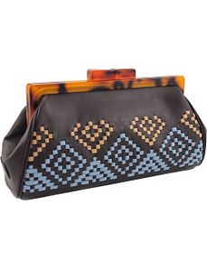Aztec Woven Framed Clutch in Genuine Leather by Koret Handbags