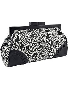 Paisley Printed Framed Clutch in Genuine Leather by Koret Handbags