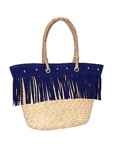 Fringed Milan Straw Large Tote by Magid