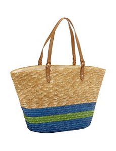 Milan Straw Stripe Bottom Tote by Magid