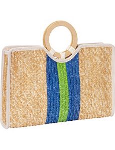 Milan Straw Vertical Stripe Bracelet Tote by Magid