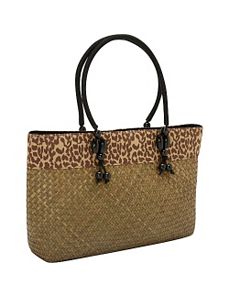 Seagrass Straw Animal Stripe Tote by Magid