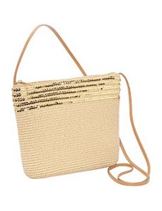 Paper Straw Sequin Crossbody Bag by Magid
