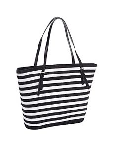 Two-Tone Stripe Double Handle Paper Tote by Magid
