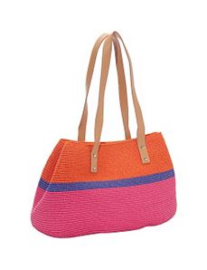 Tri-Tone Paper Straw Satchel by Magid