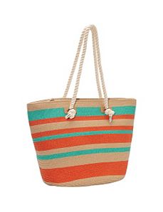 Multi Stripe Beach Paper Rope Tote by Magid
