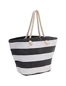 Paper Straw Wide Stripe Beach Rope Tote by Magid