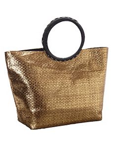 Metallic Paper Value Straw Ring Tote by Magid