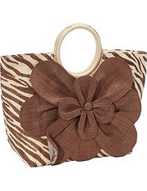 Animal Print Paper Value Straw Bracelet Tote by Magid